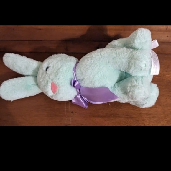 Animal Adventure Mint Green Bunny Rabbit Purple Bow Plush Stuffed Animal Easter - Picture 7 of 7